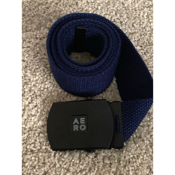 AERO Mens Web Style Belt Blue OSFM  49.5  in Overall Length x 1.5 in Wide - Picture 1 of 8